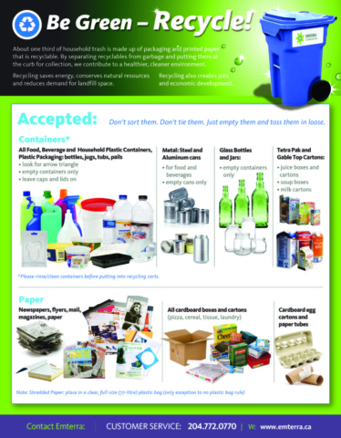 RM of St. Clements Curbside Pickup Recyclable Items