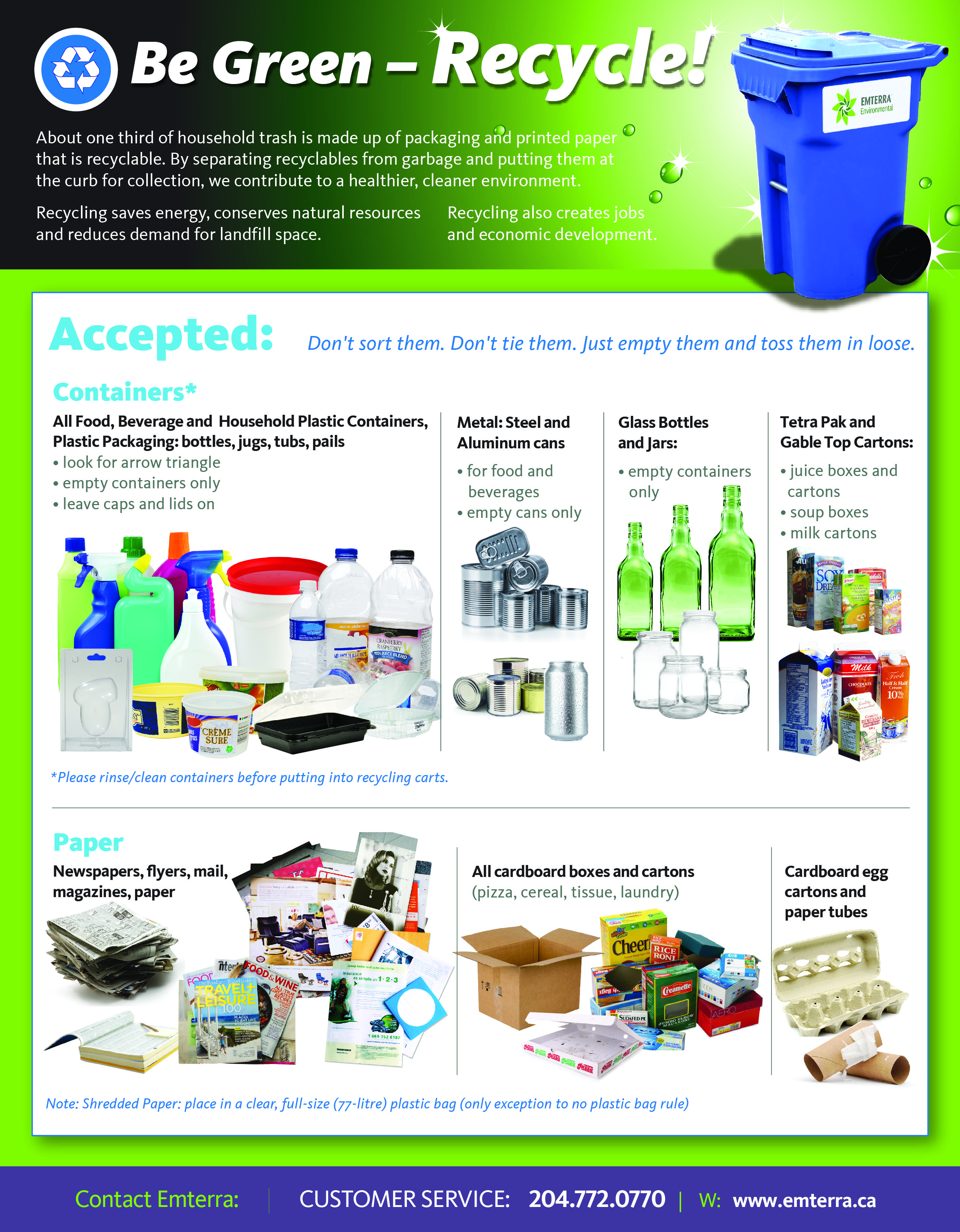 RM of St. Clements Curbside Pickup Recyclable Items